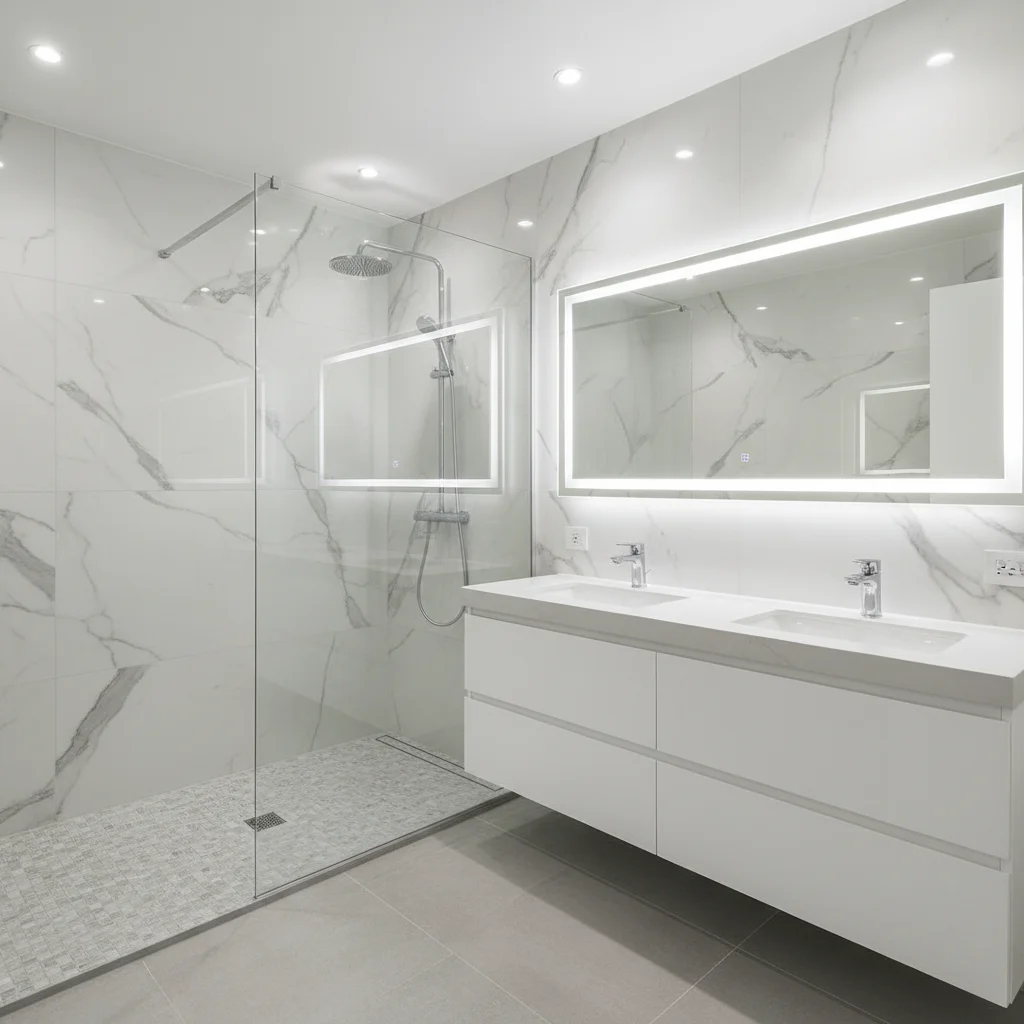 Na: Roze badkamer jaren 80