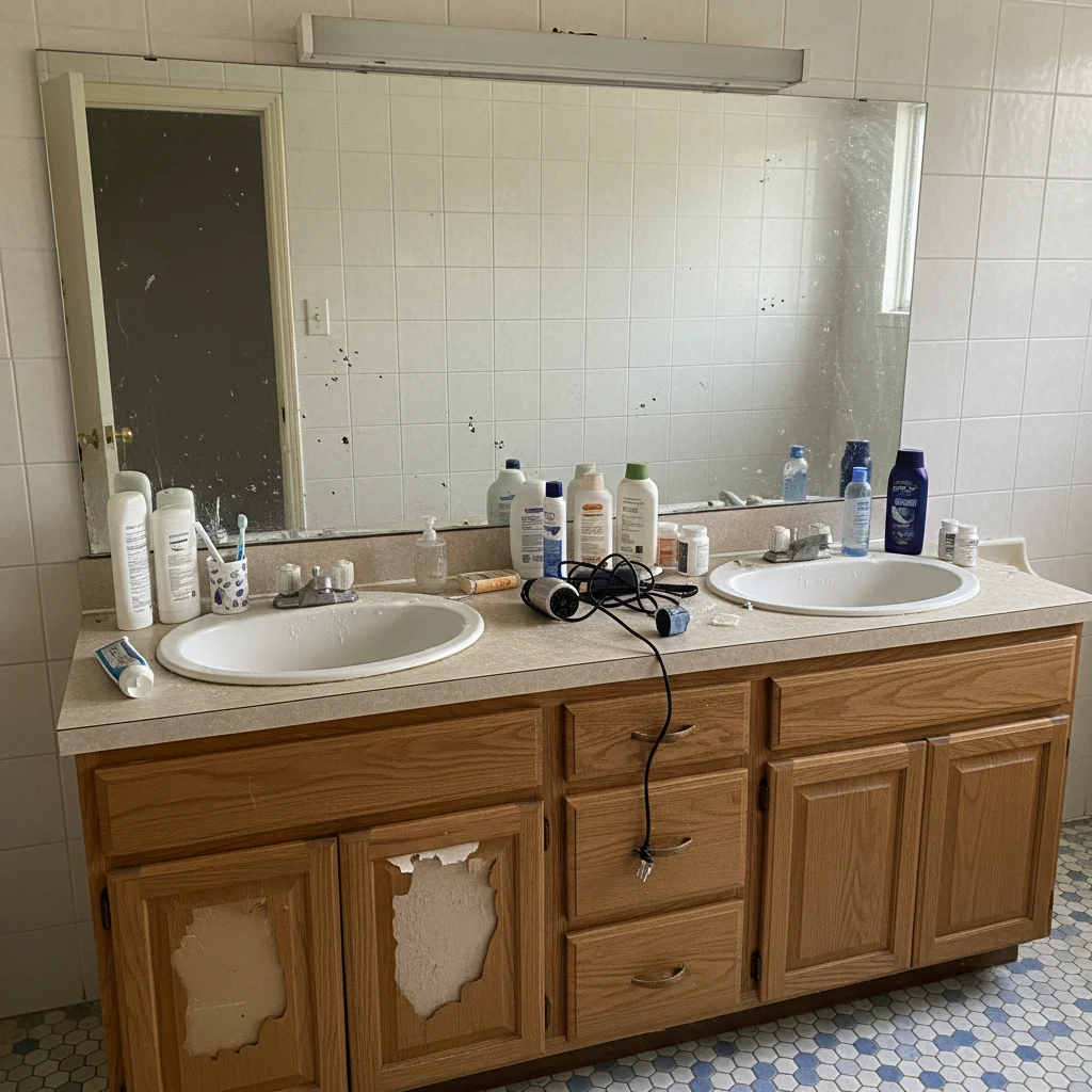 Voor: Oude dubbele wastafel