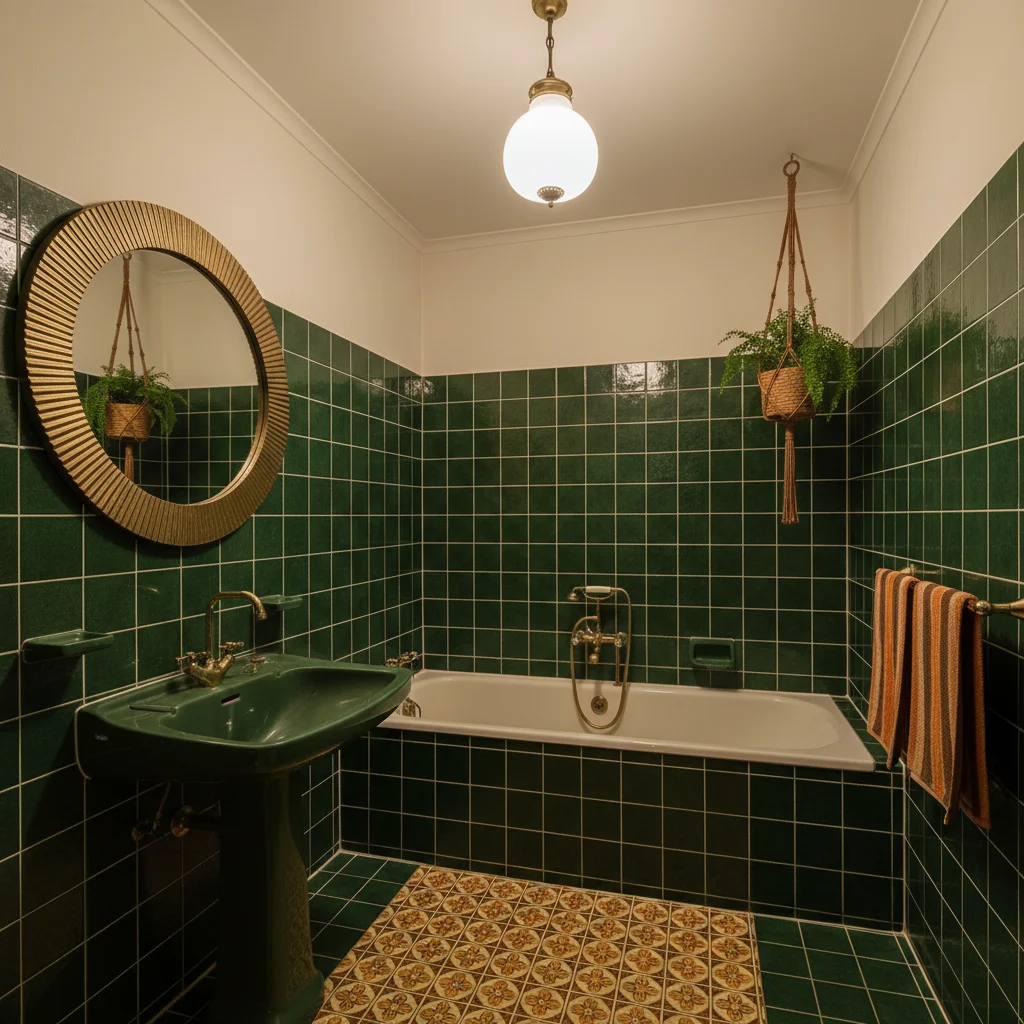Voor: Retro groene badkamer