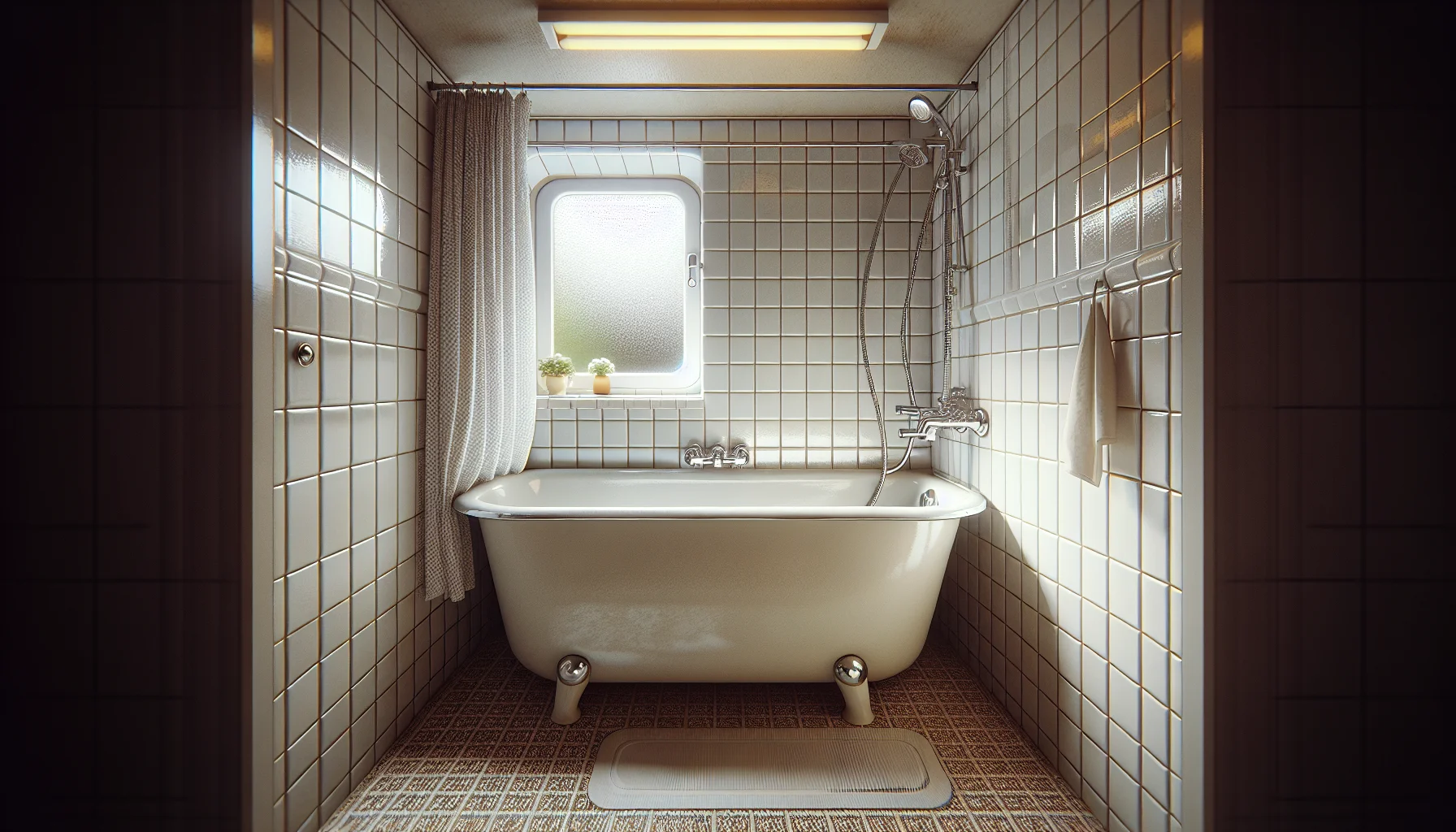 Voor: Ligbad met witte tegels