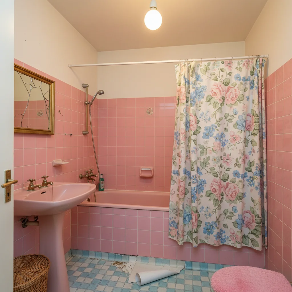 Voor: Roze badkamer jaren 80