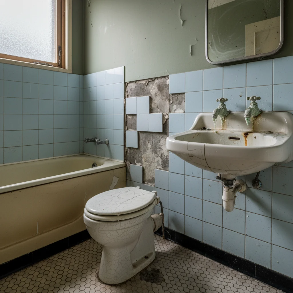 Voor: Verouderd sanitair