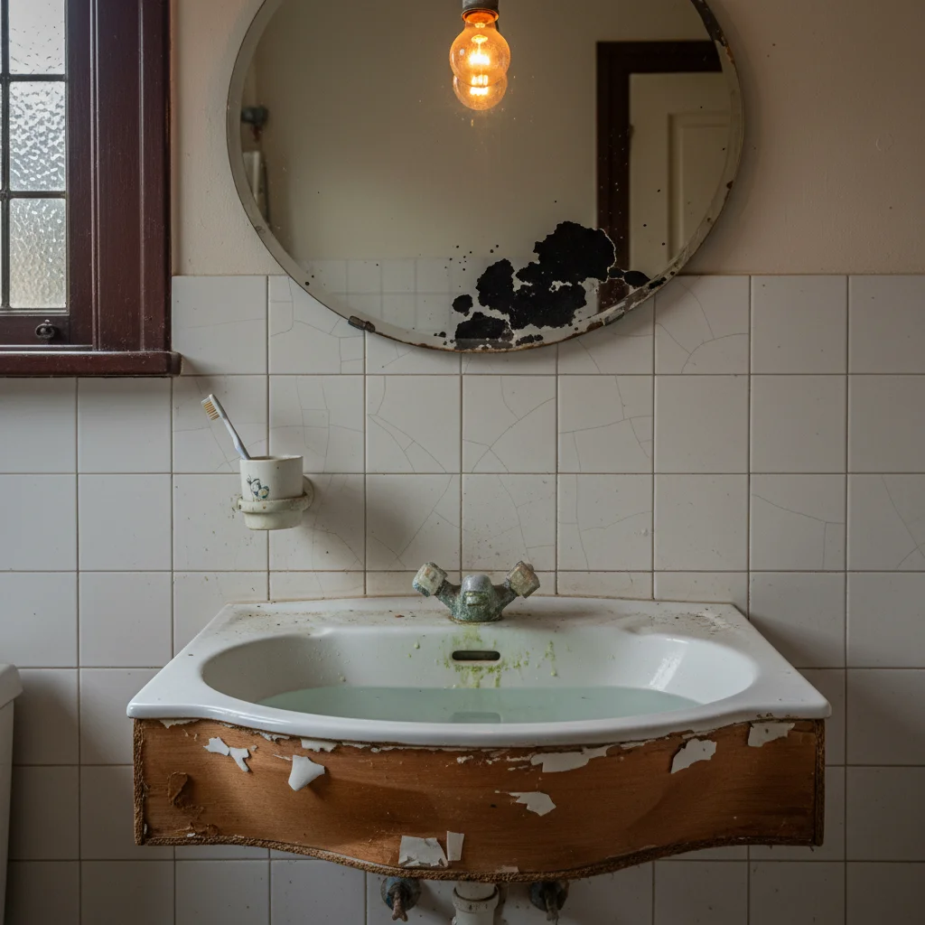 Voor: Oud wastafelmeubel